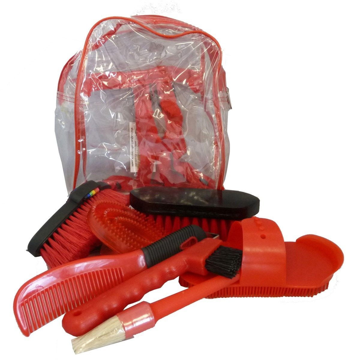 8 Piece Kids Horse Grooming Kit Red