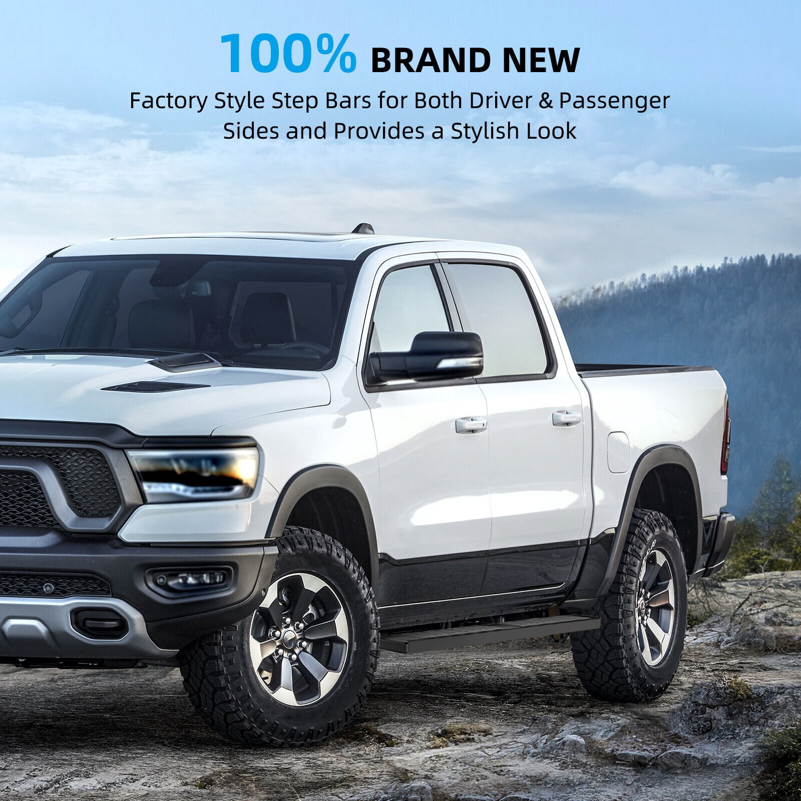 RVNI Running Boards fit for 2019 2020 2021 2022 2023 2024 2025 Dodge Ram 1500 Crew Cab 6 inch Side Step New Body Style Nerf Bars ABS