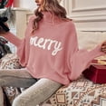 thumbnail image 5 of Douhoow Women Christmas Sweaters Long Sleeve Turtleneck Knit Pullover Letter Embroidery Knitwear Jumper Casual Cozy Tops, 5 of 5