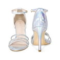 thumbnail image 5 of BLISSFUL STEP Rhinestone Ankle Strap Stiletto Heel Sandals for Women Silver 8.5, 5 of 6