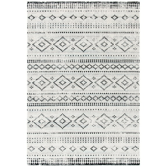SAFAVIEH Montage Elijah Geometric Indoor/Outdoor Area Rug, Grey/Ivory, 9' x 12'