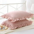 thumbnail image 6 of Ruffle Pillowcases Farmhouse Pillow Shams Standard Set of 2,Shabby Dusty Pink Ruffled Pillow CasesWashed Cotton Pillow Cover -20"x26", 6 of 6