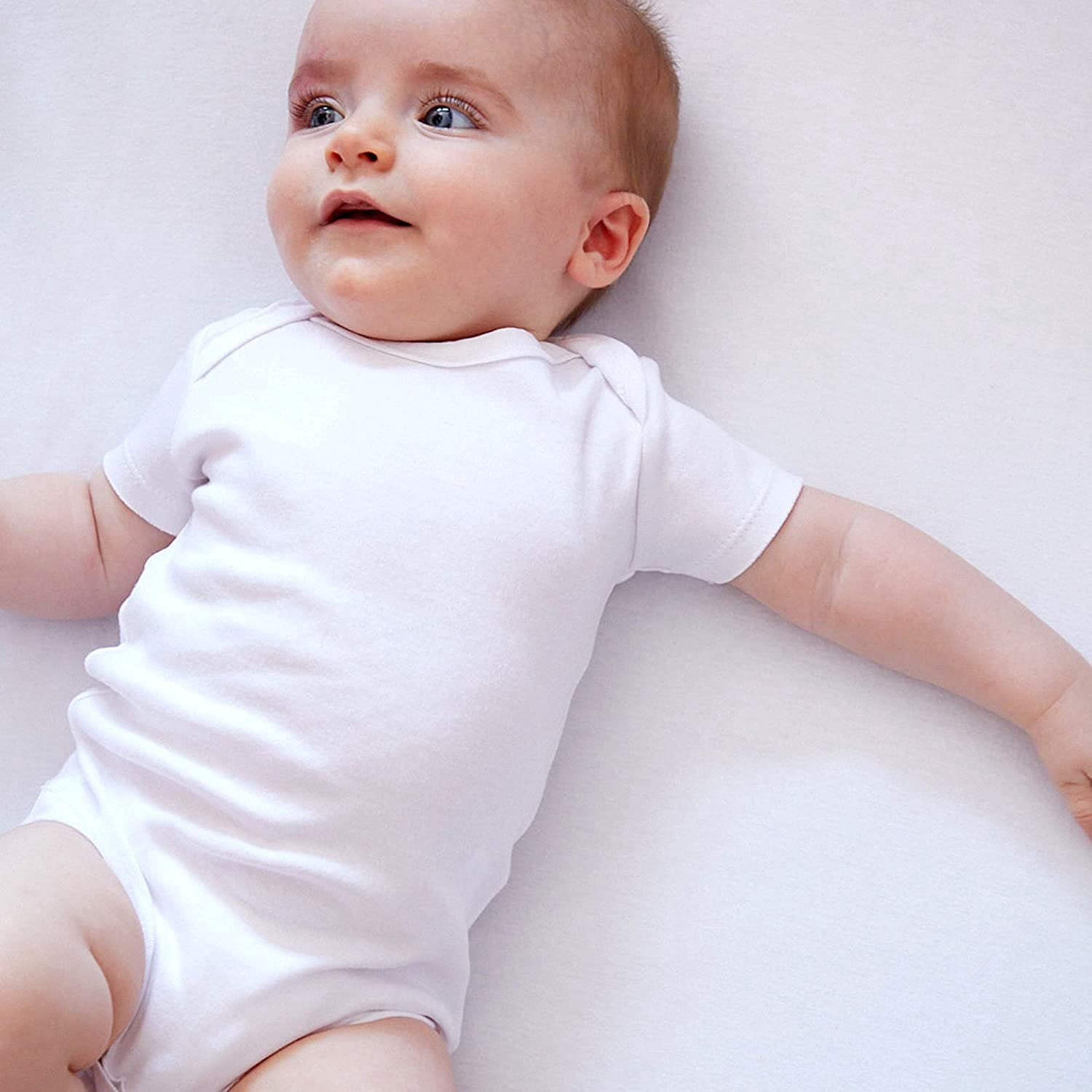 5-Pack Organic Cotton Long Sleeve Bodysuits, Bright White, NB
