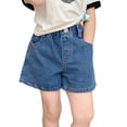 thumbnail image 5 of Eltusu Girls Jean Shorts, Casual Summer Relaxed Fit Elastic Waist Denim Shorts with Pockets Blue Size 7-8 T, 5 of 7