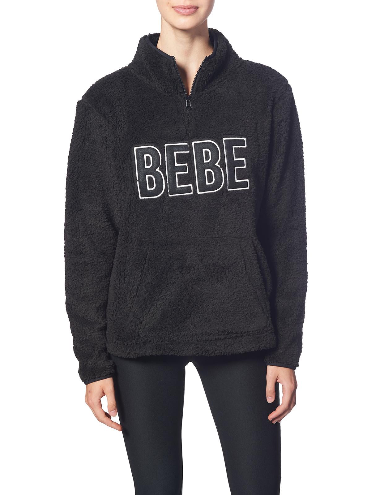 Bebe Sport Womens Sherpa Active 1 4 Zip Pullover Black S Walmart Com