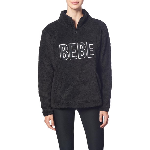 Bebe Bebe Sport Womens Sherpa Active 1 4 Zip Pullover Black S Walmart Com Walmart Com