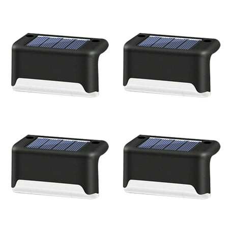

Solar Deck Lights Outdoor 4 Pack Solar Step Lights Waterproof Led Solar lights for Outdoor Stairs Step Fence Yard Patio and Pathway (Black-Warm White)