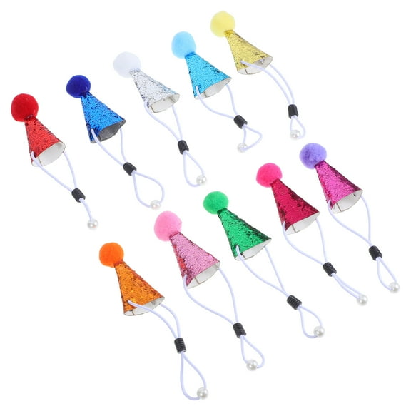 OULII 10Pcs Animal Birthday Party Hats Small Size Cone Shape with Pom Poms for Home Use