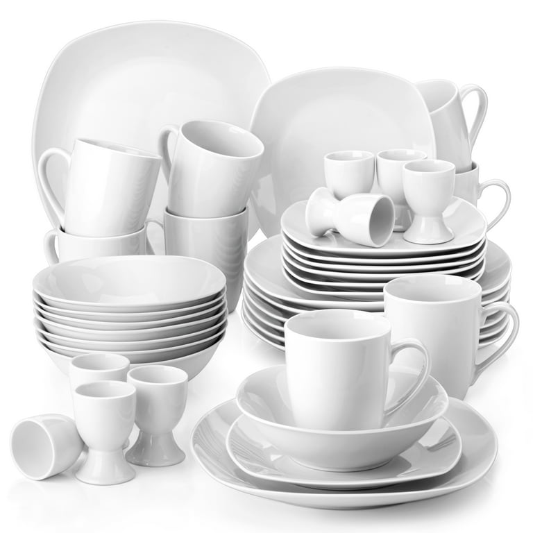 Malacasa, Series Elisa, 40-Piece Porcelain Dinnerware Set, Ivory