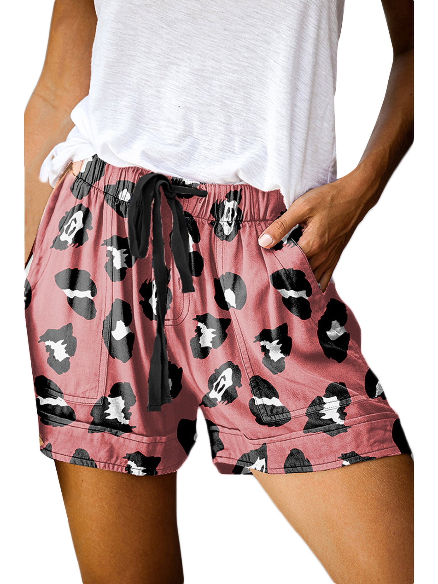 Womens Shorts Casual Drawstring Elastic Waist Summer Mini Pants with