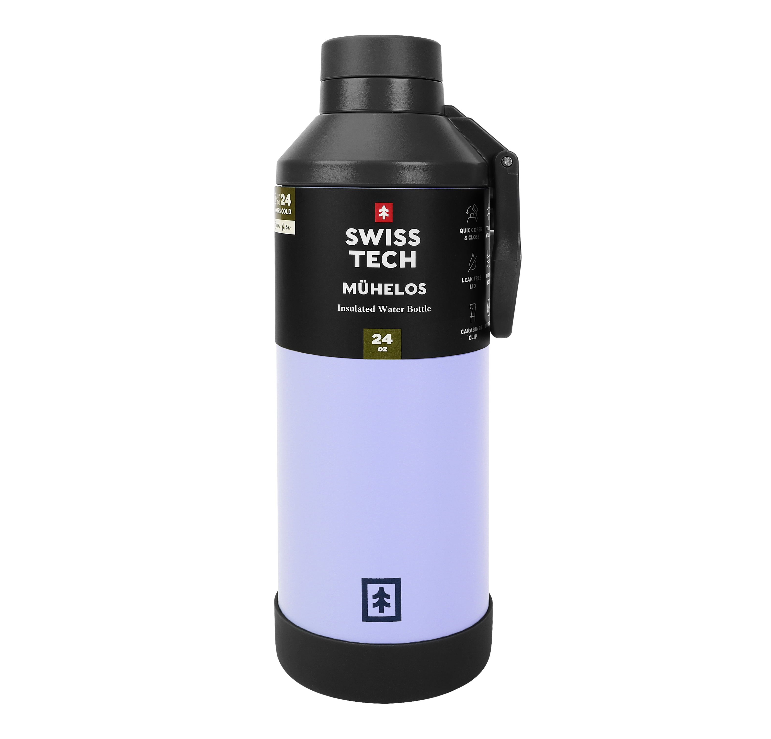 Swiss Tech Muhelos Myrtle Purple 24oz Water Bottle, Double-Wall Copper Lined, Leak Proof