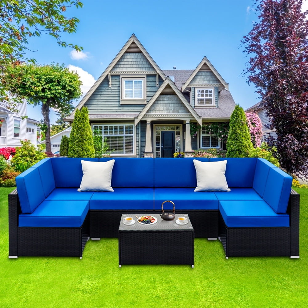 Details about   1-7PCS Outdoor Patio Sectional Furniture PE Wicker Rattan Sofa Set Garden Yard 