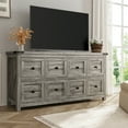 thumbnail image 4 of EnHomee Dresser for Bedroom Wooden Dresser with 8 Drawers Farmhouse Dresser TV Stand，Gray, 4 of 7