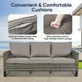 thumbnail image 5 of Gymojoy Patio Sofa, All Weather Outdoor Rattan Wicker 3-Seat Sofa High Back Couch with Premium Cushions for Garden Backyard Porch, 5 of 10