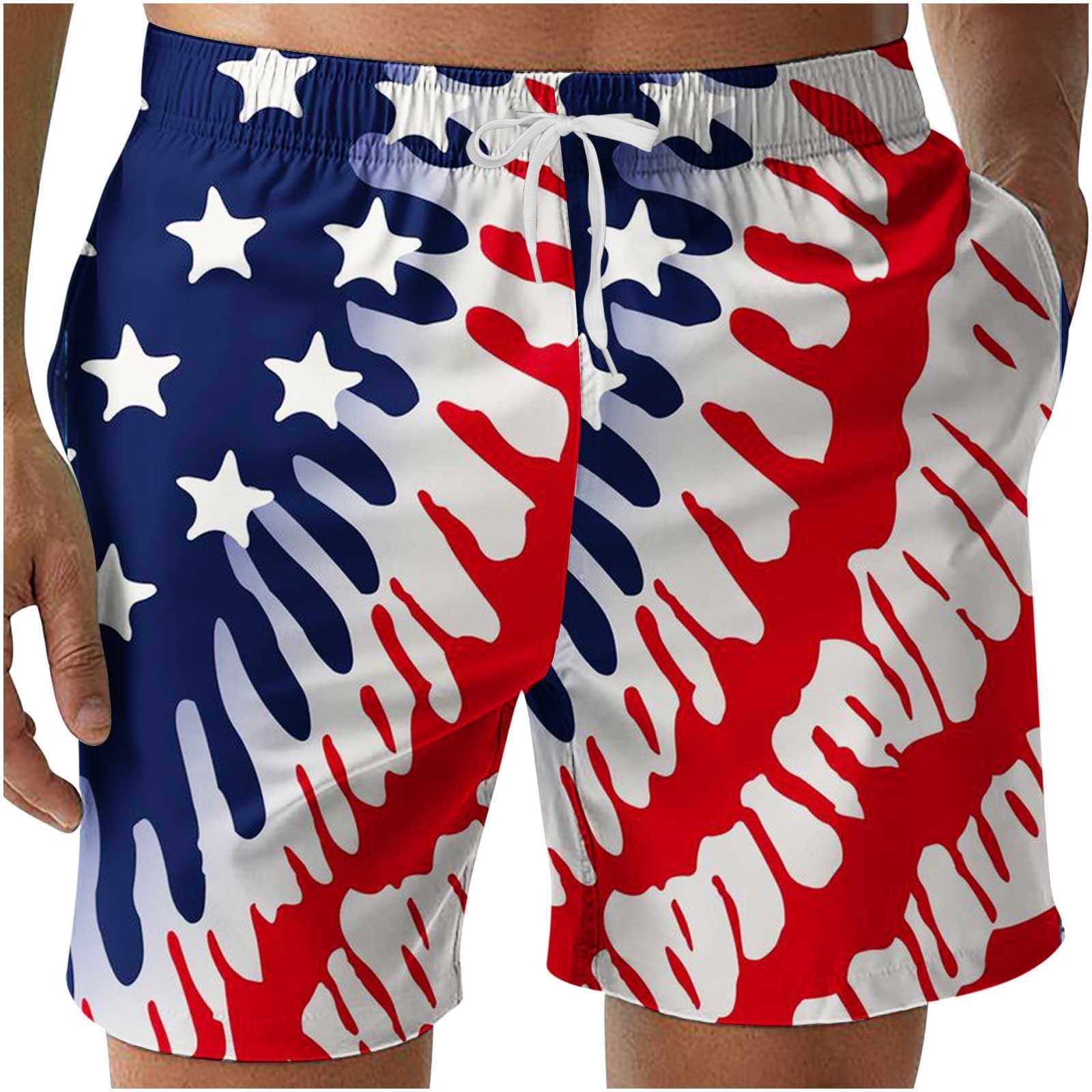 4th of July Patriotic Shorts for Men,Independence Day Print Athletic
