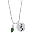thumbnail image 1 of Delight Jewelry Silvertone Green Christmas Light Silvertone Script Initial Disc - J - Charm Necklace, 20"+3", 1 of 4