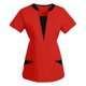 thumbnail image 1 of Pntutb Blusa de manga corta con cuello en V para mujer, uniforme de trabajo, blusa de bolsillo de Color sólido de retazos Pntutb Pntutb-585, 1 of 3