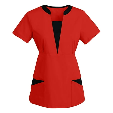 

Womens V-Neck Working Uniform T-Shirts Woman Comfortable Printed Scrub Tops Basic Scrubs for Women