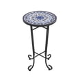 thumbnail image 5 of Elevate Outdoor Patio Round Side Table, Ceramic Tile, Iron, Black + Blue, 5 of 9