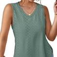 thumbnail image 5 of Solid V Neck Tank Tops for Women Sleeveless Loose Fit Side Split Trendy Casual Summer T-Shirts Mint Green,M, 5 of 6