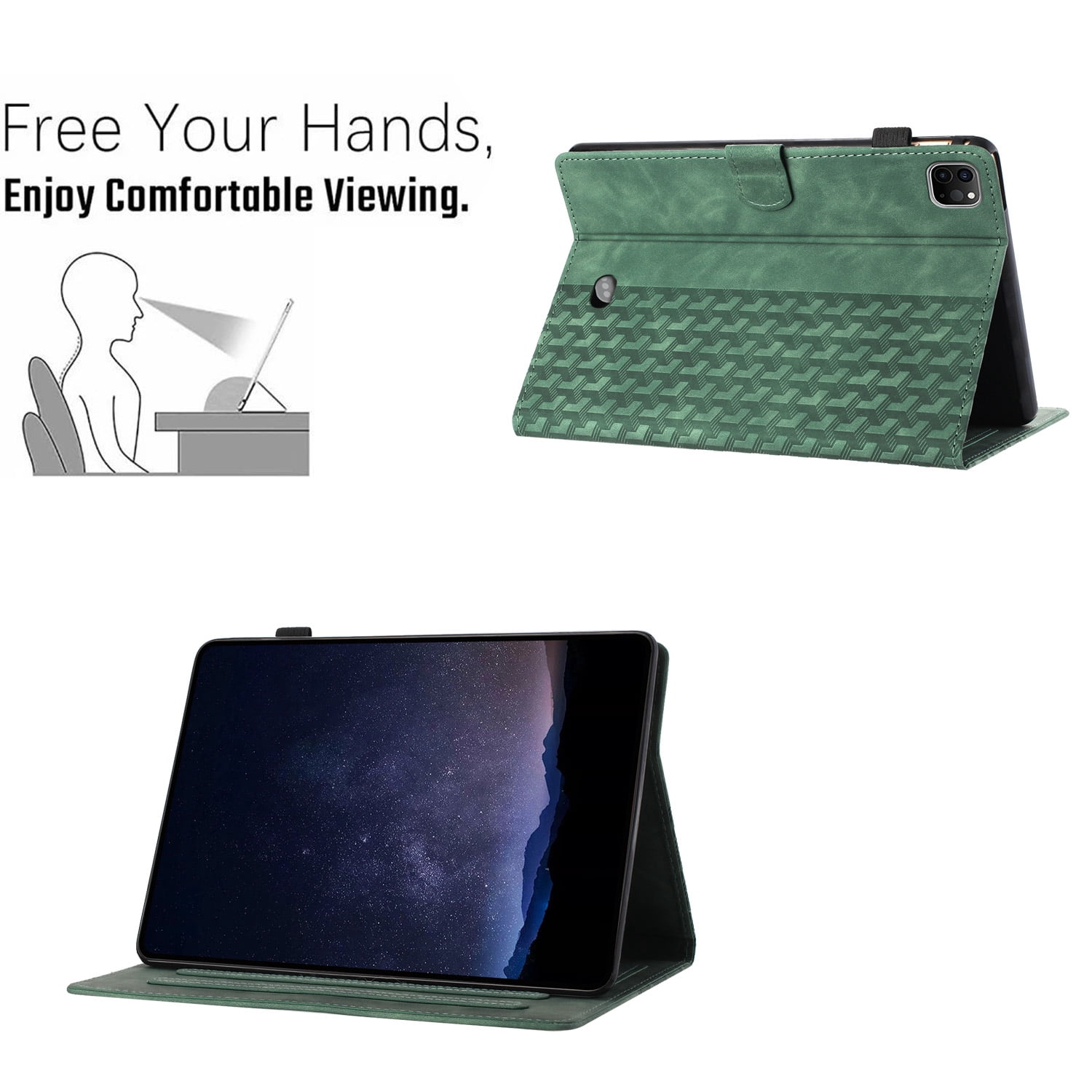Allytechgroup Slim Case for Apple iPad Pro 11" M4 2024, Premium PU Leather Folio Flip Cover Stand Anti-Scratch Cards Slots Pencil Holder Smart Case Cover Auto Sleep Wake, Green