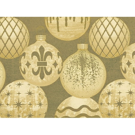 Pack of 1, Gilded Ornaments 30" x 833' Full Ream Gift Wrap (Metallized) for Holiday, Party, Kids' Birthday, Wedding & Special Occasion Packaging