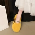 thumbnail image 5 of Nmnitkp Slippers for Women Pearl Bow Fall And Winter Style Comfortable Warm Slippers Yellow,43, 5 of 8