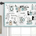 thumbnail image 2 of Laundry Room Curtain Valance 54W x 18H Rod Pocket Cute Cartoon Modern Cartoon Line Washing Window Treatment for Living Room Bedroom Bathroom Laundry, 2 of 6