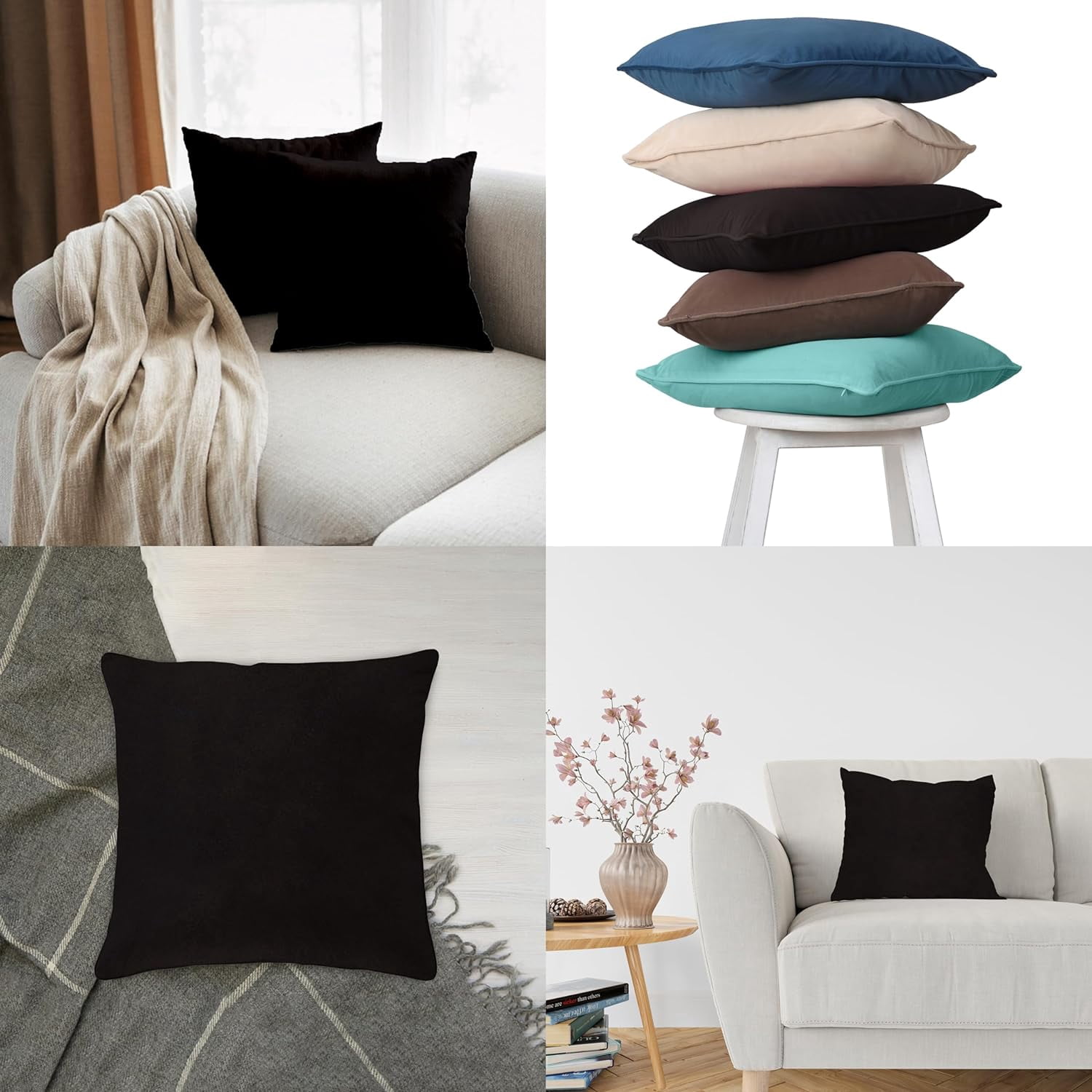 A1HC Hypoallergenic Down Alternative Pillow Inserts, 20x20 in, Square, Pack of 2, Smoky Black