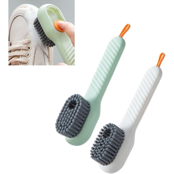 Cepillo de limpieza multifunción 2 en 1, cepillo de limpieza con dispensador de jabón, nuevo cepillo de limpieza 2024 con dispensador de jabón con gancho, para limpieza de ropa y zapatos