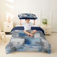 thumbnail image 2 of Homewish Blue Geometric Plaid Twin Duvet Cover,Grunge Aesthetic Twin Bedding,Navy Blue Reversible,2 Pieces,1 Duvet Cover and 1 Pillowcase, 2 of 6