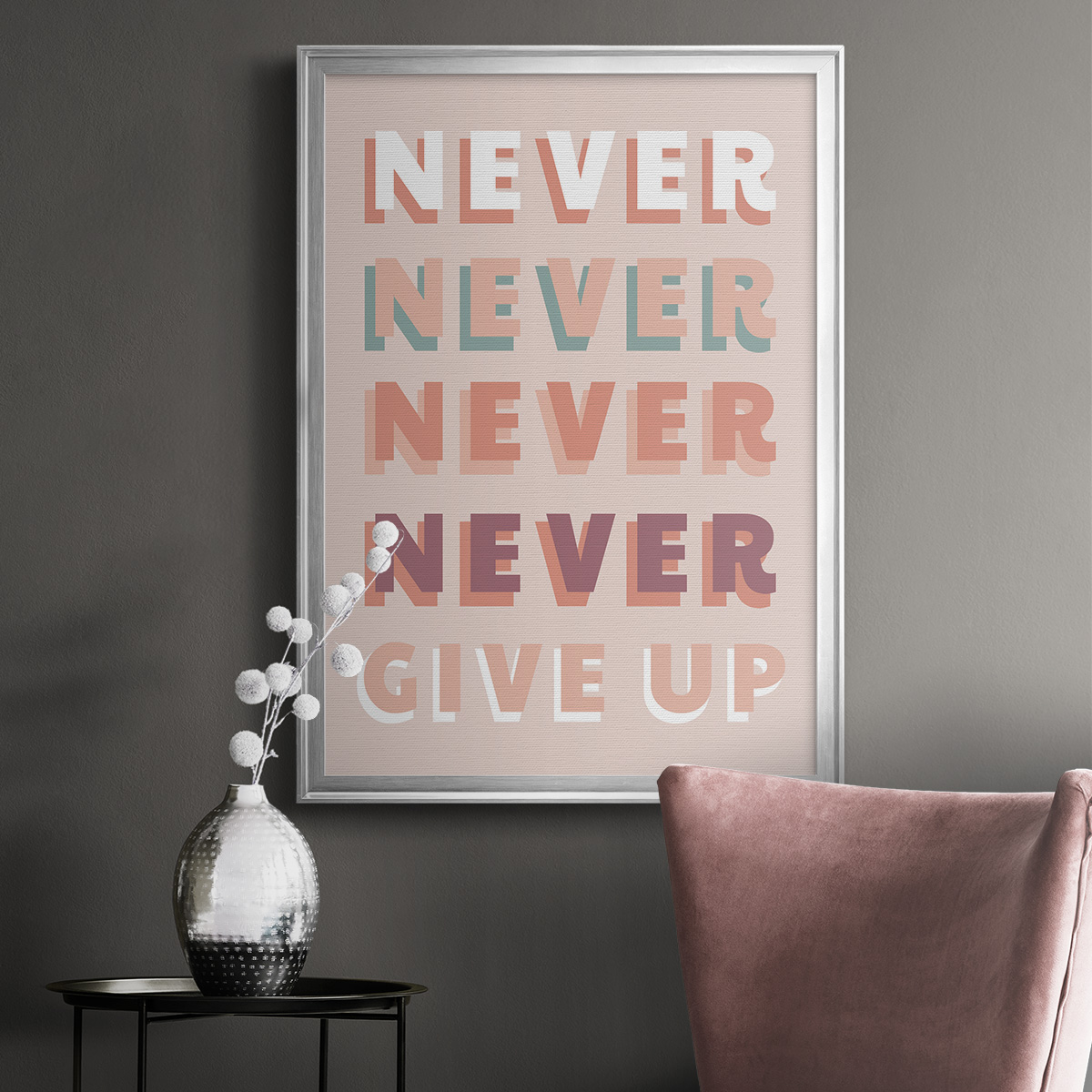 Never Give Up Premium Framed Print - Ready to Hang