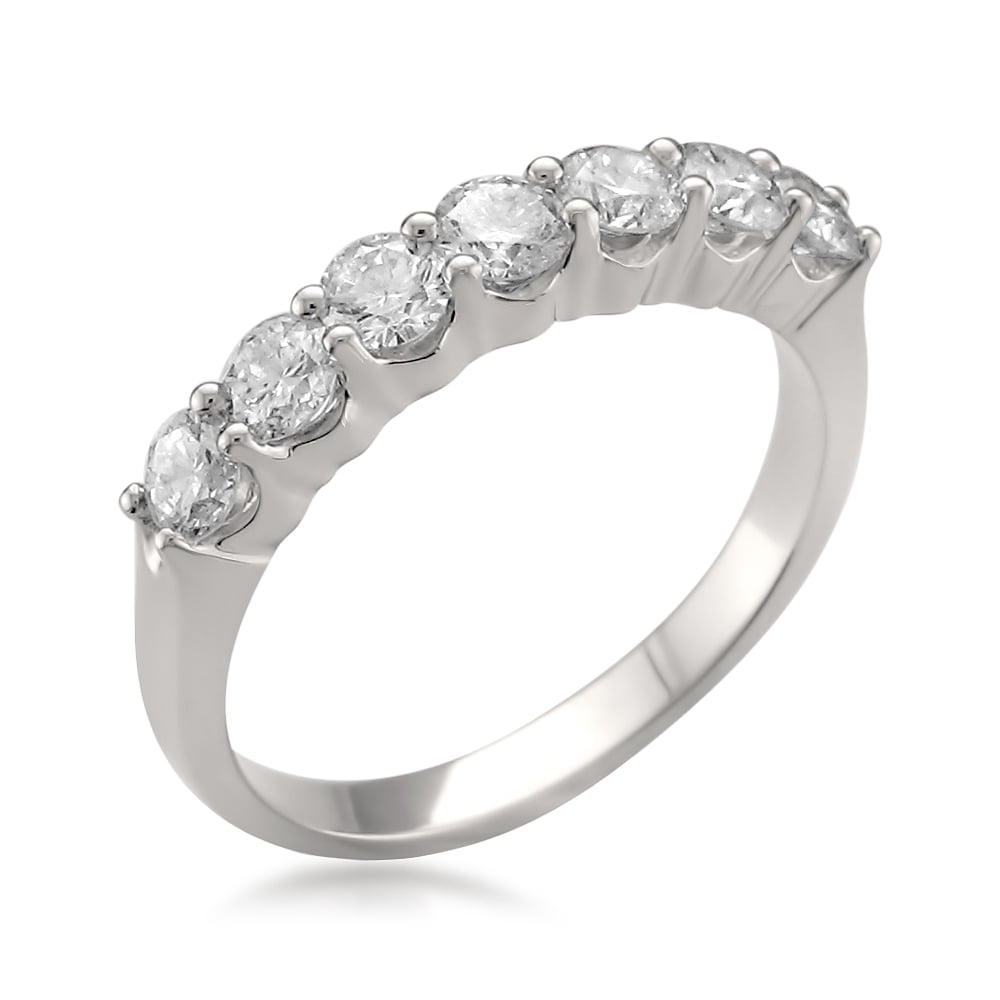 1 Carat T.W. 7 Stone Round Diamond Platinum Bridal Wedding Band