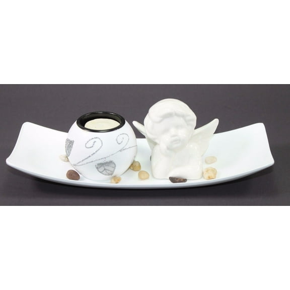 Pure White Angel Tabletop Sand Candle Stand Holder Peace / Cupid Home Decor Gift