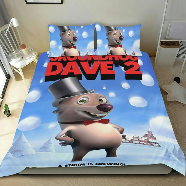 Día de la Marmota Conjunto de sábanas temático, trío de piezas, cómodo y amigable con la piel, diseño único, regalo de decoración para el hogar para familiares, amigos y fans,135cm *200cm