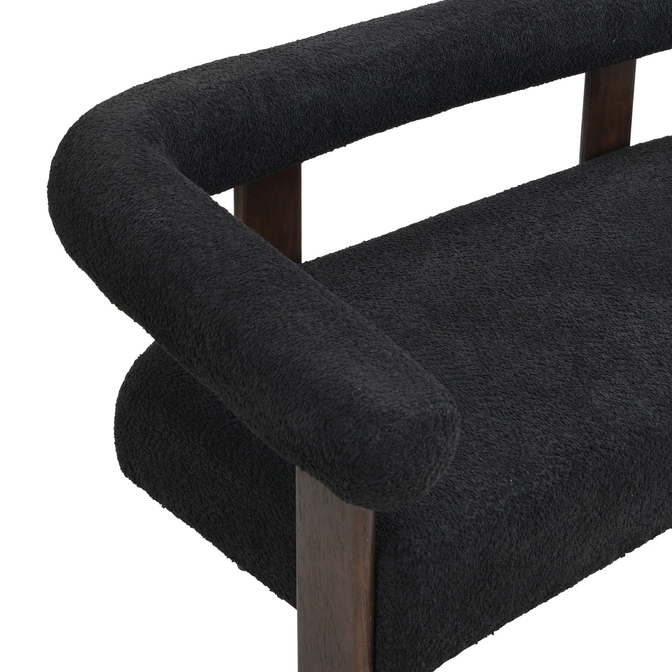 Christopher Knight Home 53" Curved Arm Upholstery Loveseat, Wood Frame, Modern Accent Sofa, Black+Brown