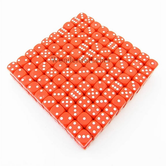 Red Opaque Dice with White Pips D6 16mm (5/8in) Bulk Pack of 200 Koplow Games