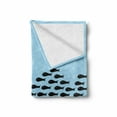 thumbnail image 2 of Fish Soft Flannel Fleece Throw Blanket, Little Fishes United to Fight with Big Fish Theme Aquatic Wildlife in the Ocean, Cozy Plush for Indoor and Outdoor Use, 50" x 70", Blue and Black, by Ambesonne, 2 of 6