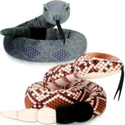 LUU-2 Pcs Large Snake Stuffed Animal 54 Inch Giant Snake Plush Toy Realistic Rattlesnake Plush Toy for Birthday Party Decoration Prank Props_SAI