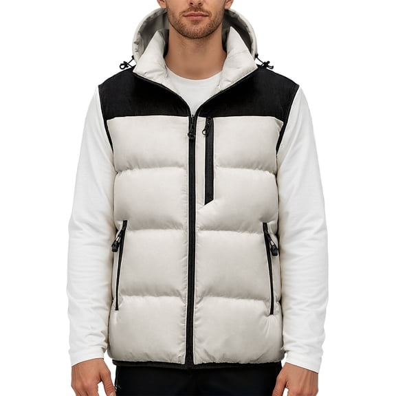 Daznico Jackets for Men,Detachable Hood Vest Pocket Outdoor Jacket Warm Winter Coats Windproof Lightweight Insulated Bodywarmer,Mens Winter Coats,Size:3XL