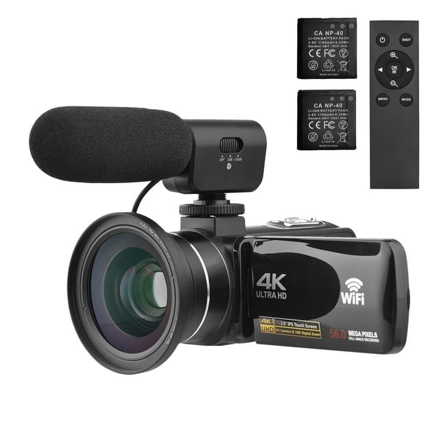 Videocamara, Profesional Camara,Videocámara Grabadora DV 56MP 18X Zoom Digital Pantalla Táctil IPS de 3.0 Pulgadas Admite Detección de Rostros Visión Nocturna por Infrarrojos Antivibración