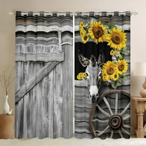 Castle Fairy Farmhouse Donkey Black Out Curtains for Boys Girls,Rustic Cottage Cabin Curtains Pack of 2 (42x63 Each),Floral Sunflowers Bedroom Curtains,Breathable Home Decor