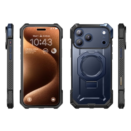 SUPCASE N52 Strong Magnet Case for 2025 iPhone 17 Pro (6.3) with Camera Control Button with Kickstand Rugged Shockproof Anti-Slip Grip Case [Compatible with MagSafe] Magnetic Phone Cover, Azure