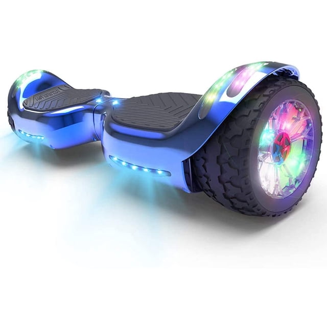 HOVERSTAR HS2.0 Hoverboard Tout-Terrain Deux Roues Auto-Équilibrées Roue Flash Scooter Électrique avec Haut-Parleur Bluetooth Sans Fil (Bleu Chrome)