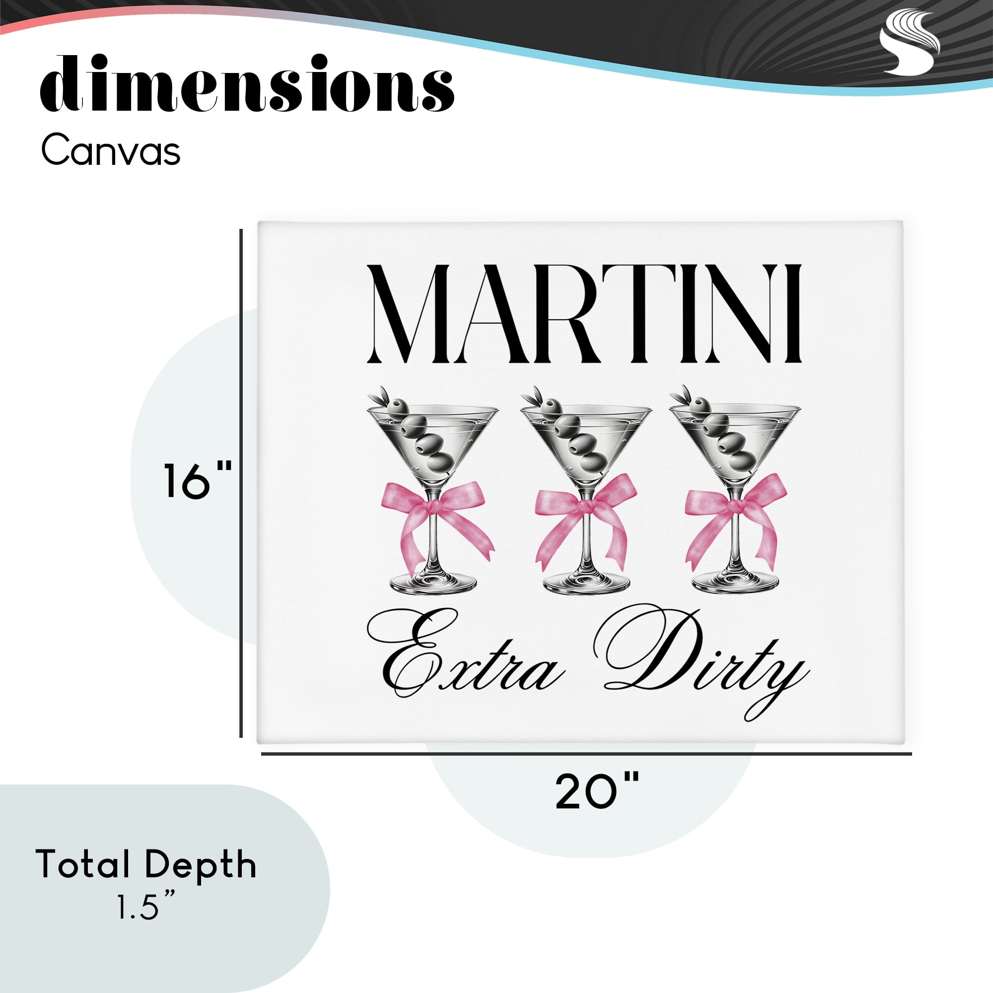 Stupell Industries Pink Ribbon Martini Trio Canvas Wall Art, design by Lettered and Lined