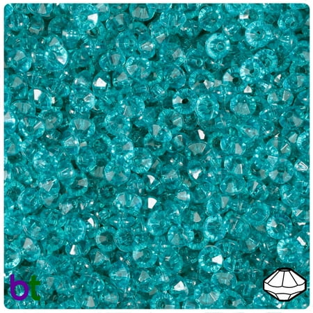 Jade Rondelle Beads - BeadTin Teal Transparent 6mm Faceted Rondelle Craft Beads (1200pcs)