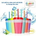 thumbnail image 1 of Vasos con tapa y pajita que cambian de color - Vaso de plástico reutilizable de 355 ml (12 oz) - Paquete de 7 vasos pequeños y divertidos con pajita para niños/ Vaso para fiestas con bebidas frías, 1 of 7