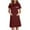 Wine, variant on Scrub Dresses for Women Casual Solid Color Short Sleeve Nurse Working Uniform Dress with Pocket Stretchy V-Neck Workwear