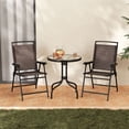 thumbnail image 3 of Patiojoy Ensemble Bistro 3 Pcs Ensemble de Meubles d'Extérieur avec Table en Verre Trempé Trou pour Parasol Tissu à Séchage Rapide, 3 of 9