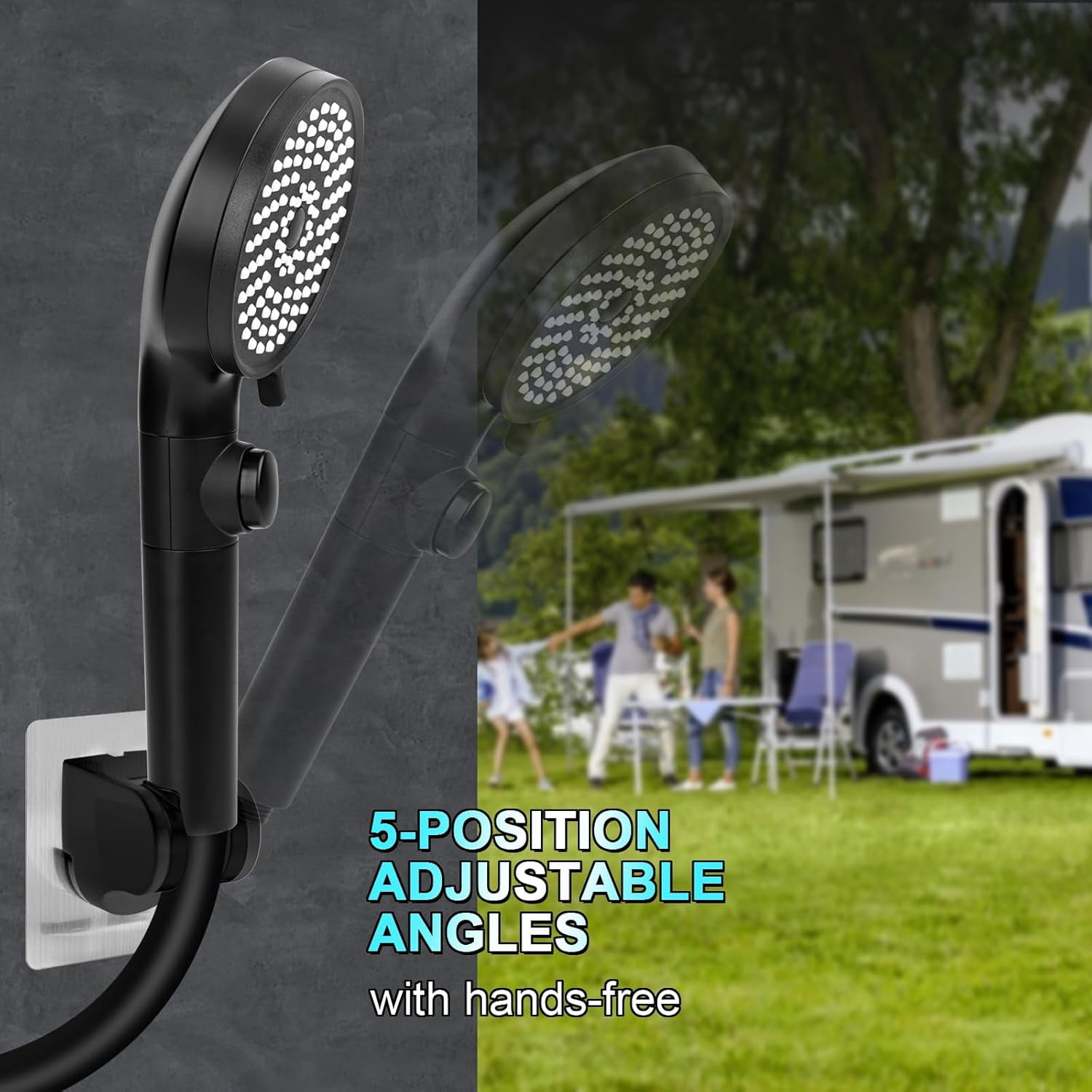 SONGAUN RV Shower Head with Hose, High Pressure 5 Mode Shower head Replacement, Shower Head for RV/Campers, Travel Trailer, Motorhome for Water Saving